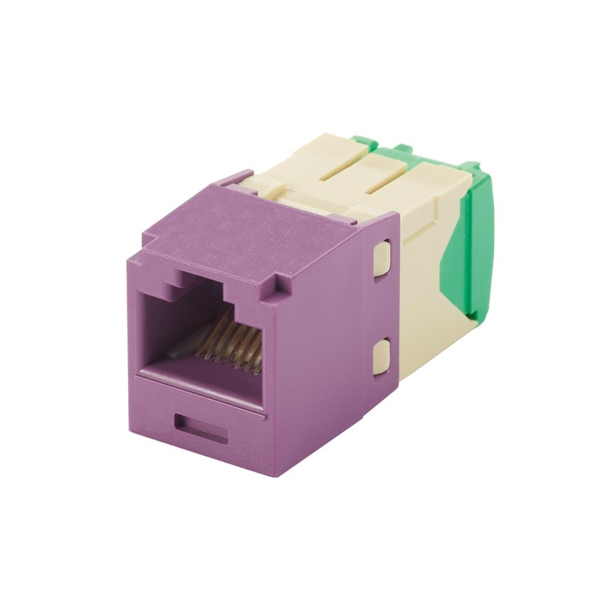 Kategori 6, RJ45, 8-konumunda, 8-tel, 28/30 AWG genel modülü. Menekşe.