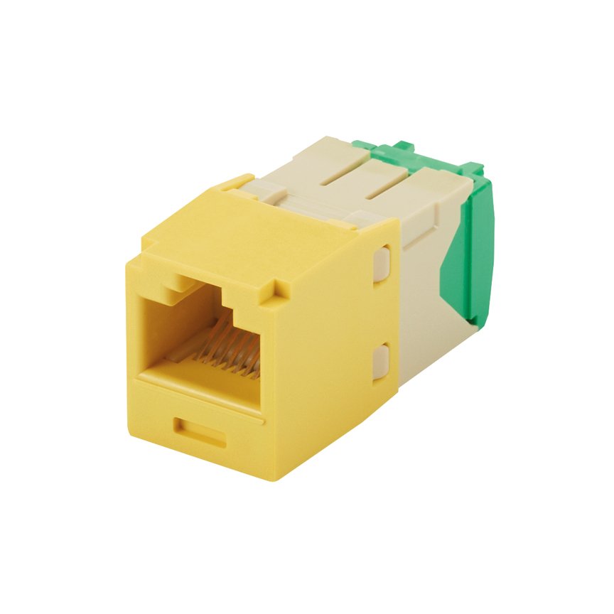 Kategori 6, RJ45, 8-konumunda, 8-tel, 28/30 AWG genel modülü. Sarı.