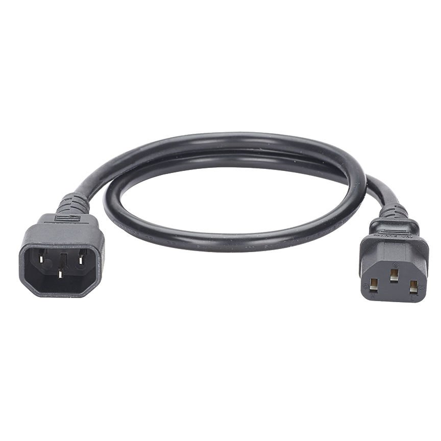 Olmayan Kilitleme Güç Kablosu, IEC C13 IEC C14 - 2 fit (0.6 metre), 10 Paketi, Siyah.