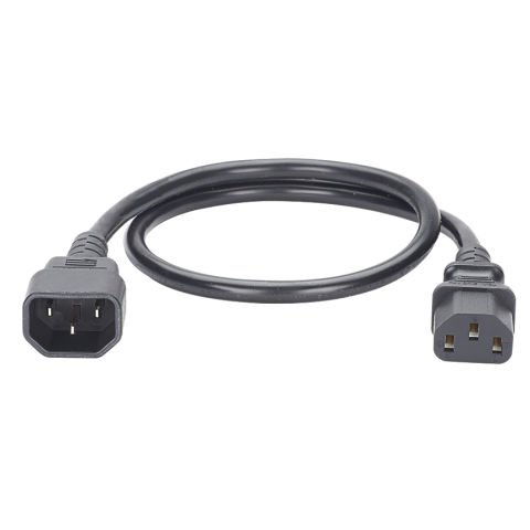 Olmayan Kilitleme Güç Kablosu, IEC C13 IEC C14 - 2 fit (0.6 metre), 10 Paketi, Siyah.