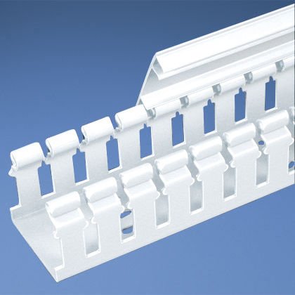 Panduct® tip H kapak geniş yarık kablo kanalı, 1,5 W x 3 H, beyaz 6' uzunluğu, PVC, menteşeli.