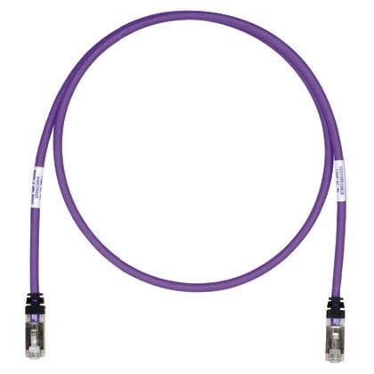 Kategori 6A, her iki ucunda TX6A ™ 10Gig ™ modüler fişli 10 Gb / s S / FTP yama çekin. Violet, 10 metre.