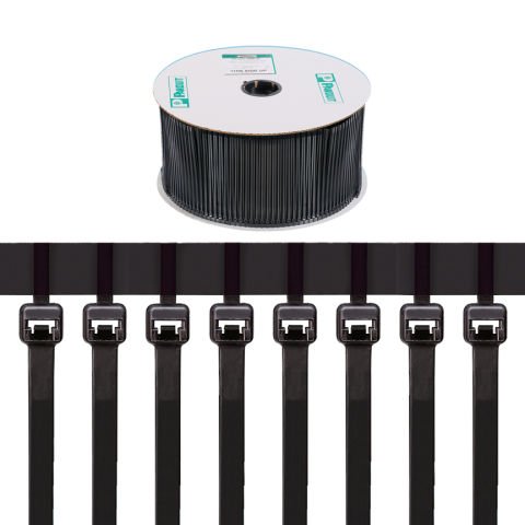 PAT2S sistemi, standart kesiti, 8.1 (206 mm'ye kadar) uzunluk, hava şartlarına dayanıklı naylon 6.6, siyah için makara Fed kablo bağı.