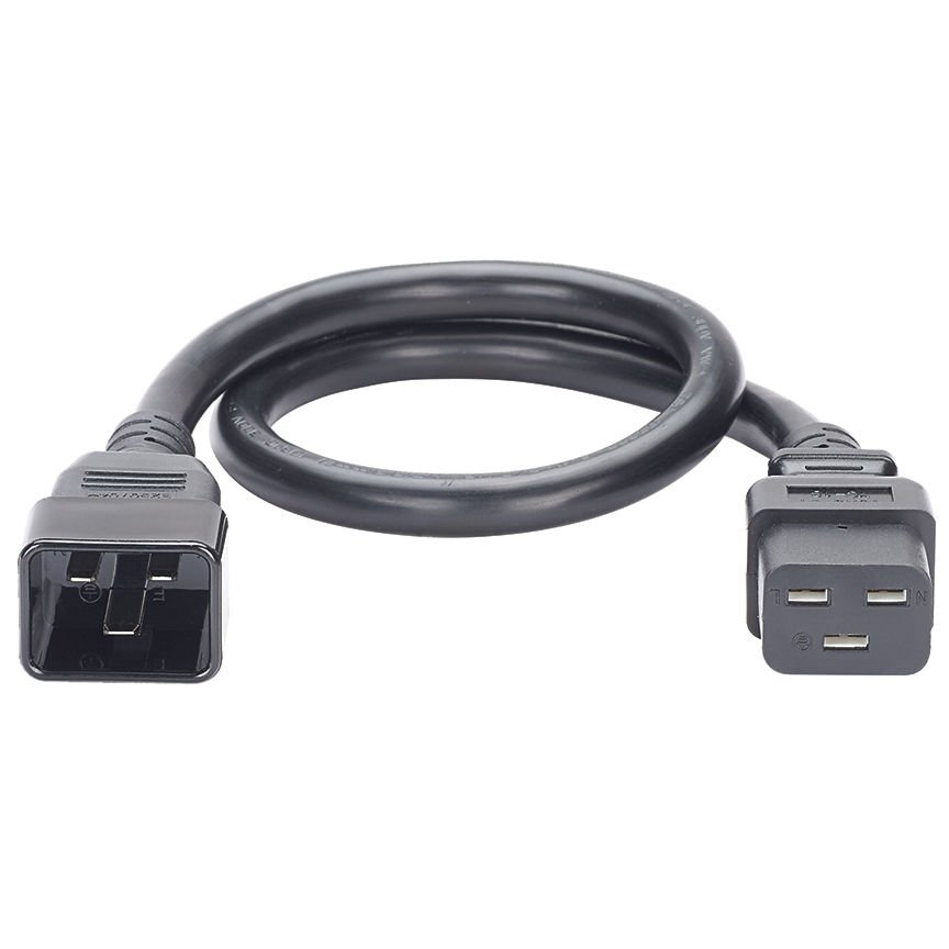 Olmayan Kilitleme Güç Kablosu, IEC C19 IEC C20 - 2 fit (0.6 metre), 10 Paketi, Siyah.