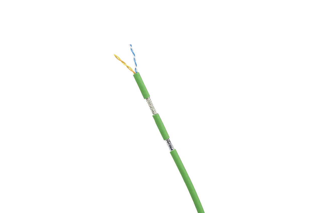 Bakır Kablo, Endüstriyel Profinet Cat 5e, 2-çift, 22 AWG Stranded, yüksek esnek dayanıklı 600V alan SF / UTP, PLTC, CM / CMX, Yeşil, yağ ve güneş, 1000 ft / 305 Mt kutusu