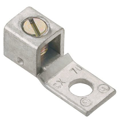 Bakır Mekanik Lug, 1 Delik, 1 Namlu, Düz Sabit Dil, Kalay Kaplama, # 2 - 4/0 AWG, 3/8 (9,5mm) Stud, 7/32 altıgen anahtar.