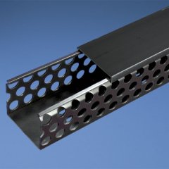 Panduct® gömme kapak D tipi yuvarlak delik kablo kanalı, siyah 1.5 G x 3H, 6' uzunlukta, PVC,.