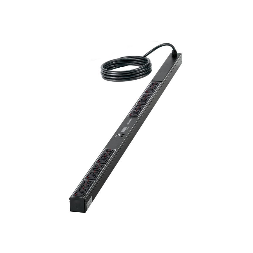 agrega için ve anahtarlama ile izleme çıkış gücü başına, 32 tek fazlı bir dikey PDU, 230V, 18 IEC C-13 ve 6 IEC Cı-19 kilitleme kapları ve IEC-60309-6H 2P + E fiş Raf.