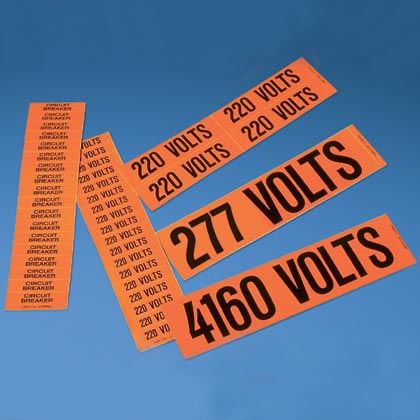 Gerilim işaretleyici, 2.25'' , H, 'Üç fazlı' (gösterge), vinil, siyah / turuncu, 18 markör / kart, 5 parça / paket W 0.50'' x.