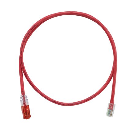 Kategori 5e, diğer ucunda bir ucunda, Pan-Tak ™ Anahtarlı Modüler Tak ve Pan-Tak ™ Olmayan Anahtarlı Modüler Plug, Kırmızı, 1 metre ile UTP ara kablosu, anahtarlı.