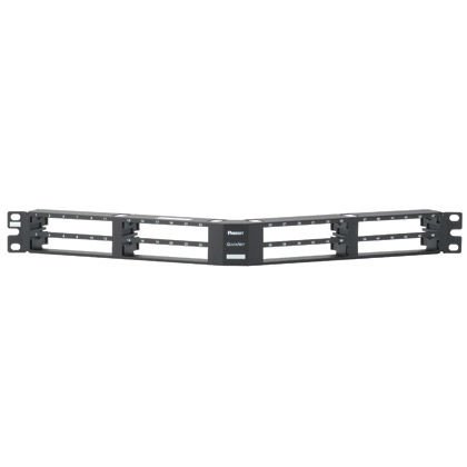 Siyah 48 bağlantı açılı kumanda paneli QuickNet ™ ön terminasyonlu kaset ve bir patch panel adaptörleri kabul eder. Numaralandırma dizi kumanda paneli üzerinde alt üst. Biri raf alanı (1 RU) kadar sürer.