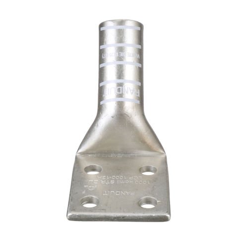 Bakır sıkıştırma pabucu 4 Delik 1000 kcmil, 1/2'' (12,7mm) saplama, 1.75'' delik aralığı 45 ° Dirsek