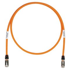 Bakır yama kablosu, kategori 6A, her iki ucunda TX6A ™ 10Gig ™ modüler fişleri, 18 metre ile 10 Gb / s turuncu S / FTP kablosu.