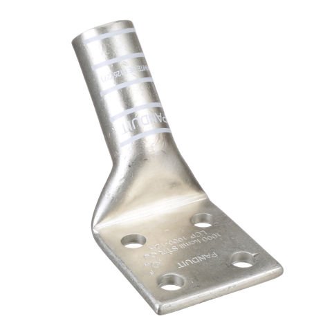 Bakır sıkıştırma pabucu 4 Delik 1250 kcmil, 1/2'' (12,7mm) saplama, 1.75'' delik aralığı 45 ° Dirsek