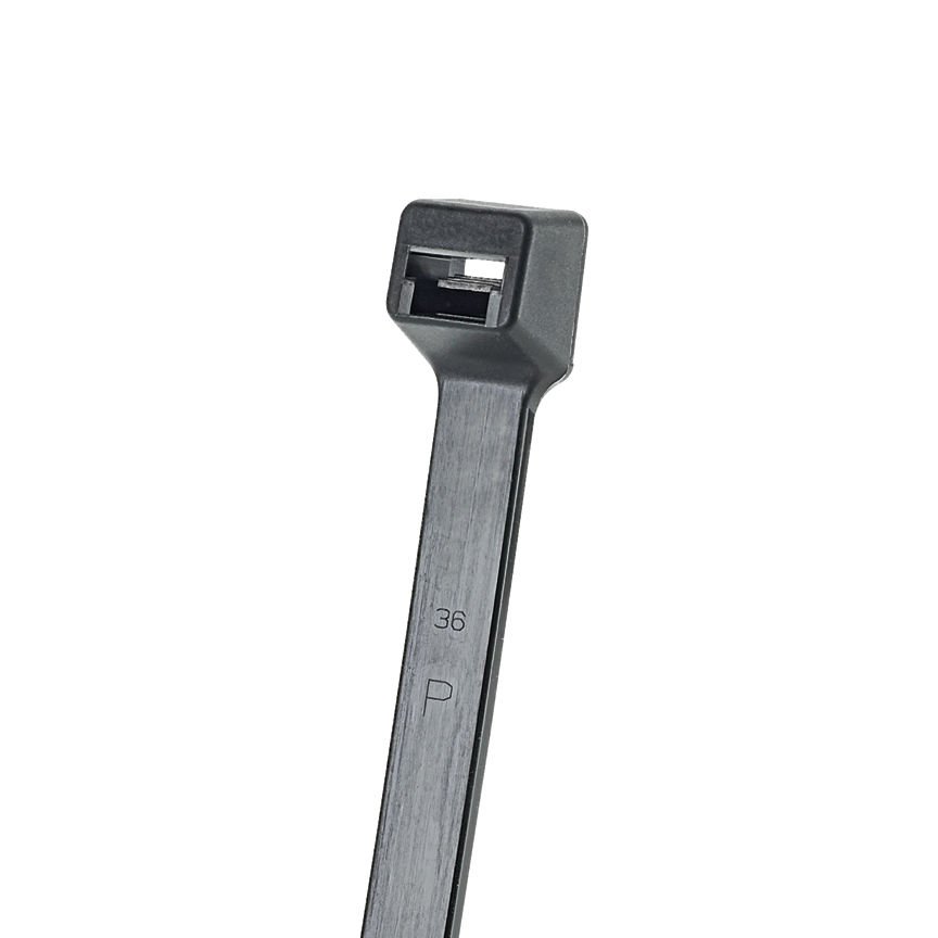 Tüm-Ty® kilit bağı, ince / esnek, ağır kesiti, 14.5 (368mm spor) uzunluğu, naylon 6.6, siyah stabilize ısı.