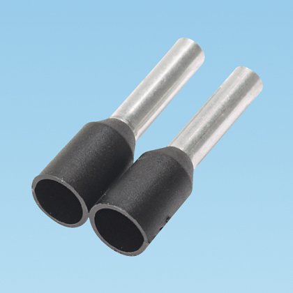 İzoleli yüksükleri, makara üzerinde tek tel siyah DİN manşonlar, 16AWG (1.50mm2), 8 mm Pim uzunluğu.