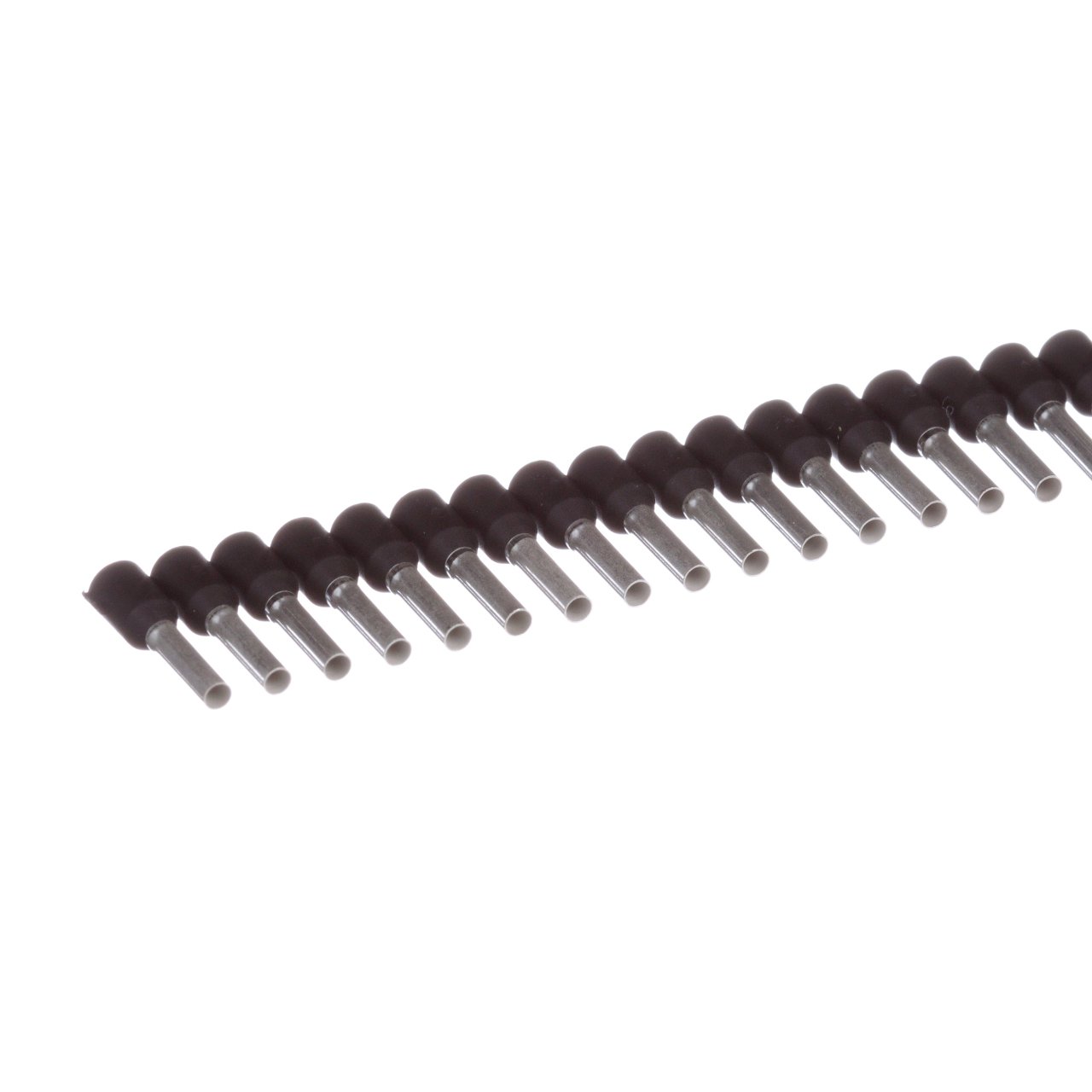 Yalıtımlı yüksükleri, mini makara üzerinde tek tel siyah DİN manşonlar, 16 AWG (1.5mm²), 0.31 (8.0mm) pim uzunluğu.
