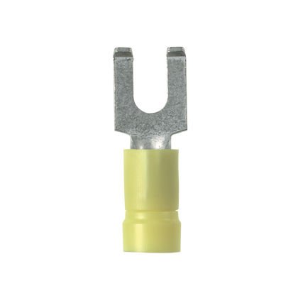 10 AWG, 10. damızlık boyutu - Flanşlı Çatal Terminali, vinil, huni girişi, 14 yalıtımlı.