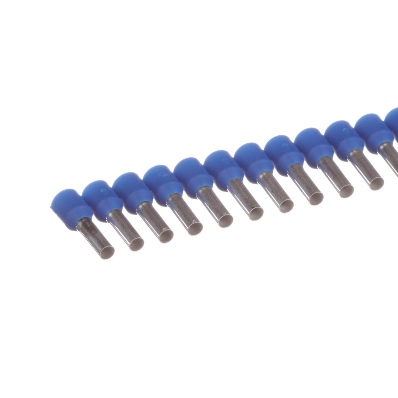 Yalıtımlı yüksükleri, mini makara üzerinde tek telli mavi DİN manşonlar, 14 AWG (2.5mm²), 0.31 (8.0mm) pim uzunluğu.