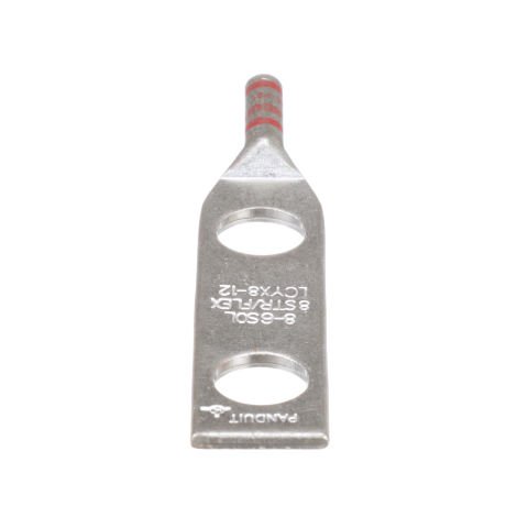 Bakır Sıkıştırma Lug, 2 Delik, 8. AWG Flex, 1/2'' (12,7mm) Stud, 1.75'' Delik Aralığı, Penceresiz
