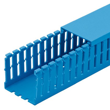 Panduct® F tipi dar yarık kablo kanalı, 1,5 W x 1.5, H, 6' uzunlukta, PVC, içsel mavi.
