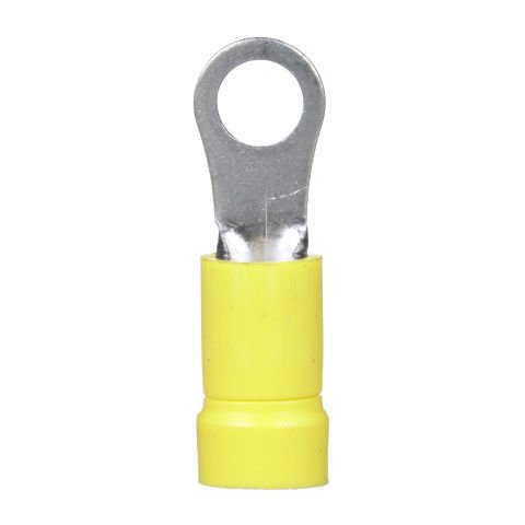 Halka Terminali, 12-10 AWG, 10. damızlık boyutu, yalıtımlı vinil, huni giriş, standart paket.