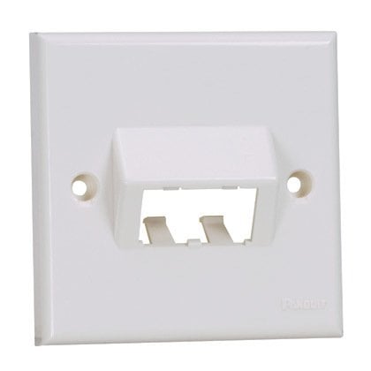 Mini Com 86mm x 86mm eğimli aynası, iki Mini-Com modülleri kabul vida kapakları içerir. Beyaz kapalı