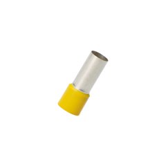 Polipropilen izole halkalar tek sarı tel DİN manşonlar, 2/0 AWG (70mm²) tel boyutu, 1.06 (27.0mm) Pim uzunluğu.