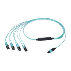 OM4 8-elyaf demeti kablo takımı plenumun (OFNP) alan, LC MPO dişi dupleks 60cm (24 inç) eşit koparma, QSFP SFP Geçiş koşum Std IL, Aqua, 9 ft.