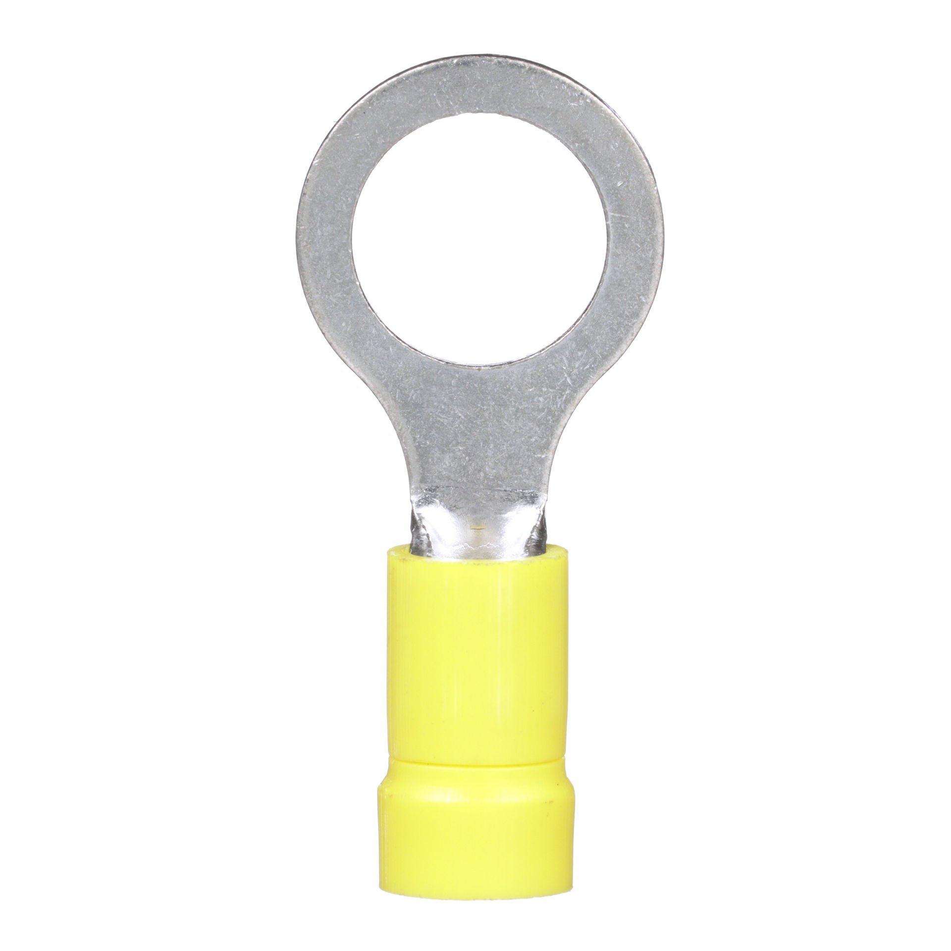 Halka terminal, 12-10 AWG, 3/8'' saplama boyutu, yalıtılmış vinil, huni girişi, standart paket.