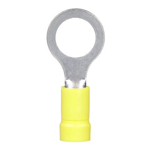 Halka terminal, 12-10 AWG, 3/8'' saplama boyutu, yalıtılmış vinil, huni girişi, standart paket.