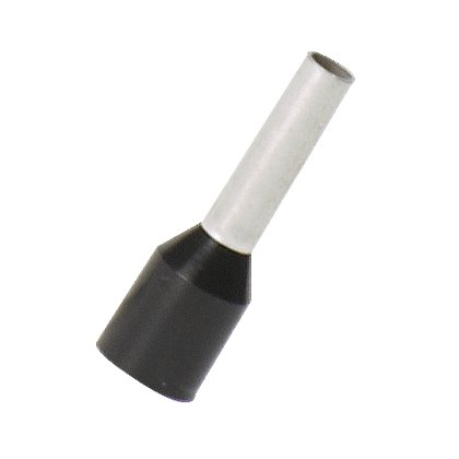 Polipropilen bir tel siyah DİN renkli genişletilmiş uç kovanı, # 16 AWG (1.50mm²) tel boyutu, 0.32 (8.0mm) Pim uzunluğu yüksükler yalıtımlı.
