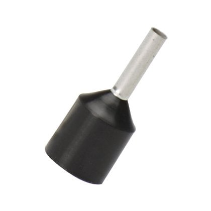 Polipropilen bir tel siyah DİN renk, # 16 AWG (1.50mm²) tel boyutu, 0.32 (8.0mm) Pim uzunluğu kısa devre koruması uç kovanı genişletilmiş yüksükler yalıtımlı.