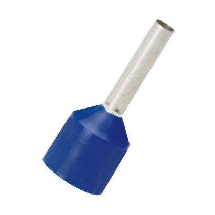 Polipropilen izole halkalar tek telli mavi DİN rengi kısa devre koruması uç kovanı 14 AWG (2.5mm²), .47 (12.0mm) pim uzunluğunun genişletilmiş.