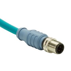 IndustrialNet Cordset - Erkek D-kodu, Düz Connector, STP, TPE Ceket M12 Erkek, Teal, 5 milyon