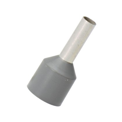 Polipropilen izole halkalar tek telli gri DİN rengi kısa devre koruması uç kovanı 12 AWG (4.0mm²), .39 (10.0 mm) pim uzunluğunun genişletilmiş.