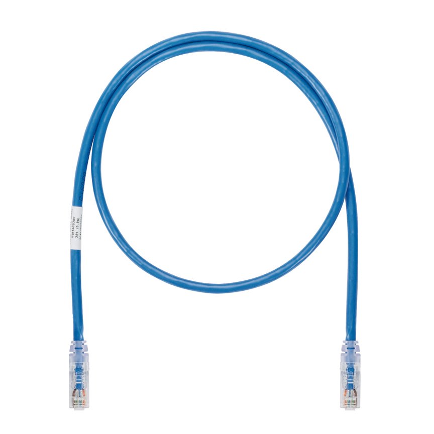 Kategori 6A (SD), her iki ucunda TX6A ™ 10Gig ™ Modüler Fişler, mavi, 9 ft 10 Gb / s UTP ara kablosu.