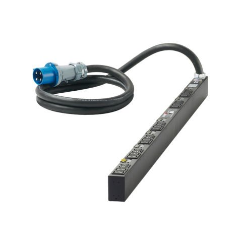 Dikey güç şeridi 60 A, 208V, Delta, 12 IEC C-13 ve 12 IEC C-19 kapları, kırmızı LED akım monitör ile RJ-45 Ethernet portu, altı 20 çift kutuplu manyetik kesici / açma kapama ayrılmaz anahtarı görevlisi ile anahtar ve IEC 60.309 ile 10' güç kablosu - 3P + 