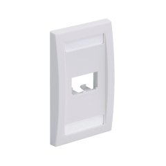 Mini Com İcra serisi tek çete aynası, iki Mini-Com® modülünü kabul etiket ve etiket kapağı içerir. Beyaz kapalı.