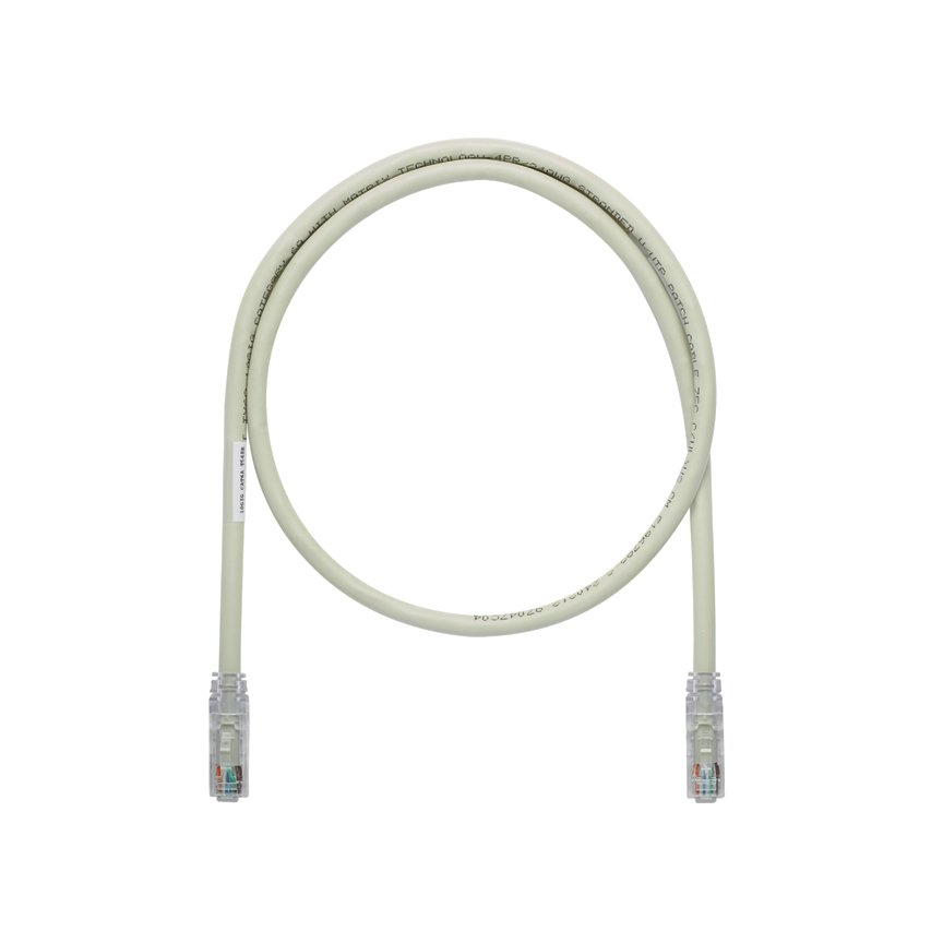 Kategori 6A (SD), her iki ucunda TX6A ™ 10Gig ™ Modüler Fişler, Gray, 9 ft 10 Gb / s UTP ara kablosu.