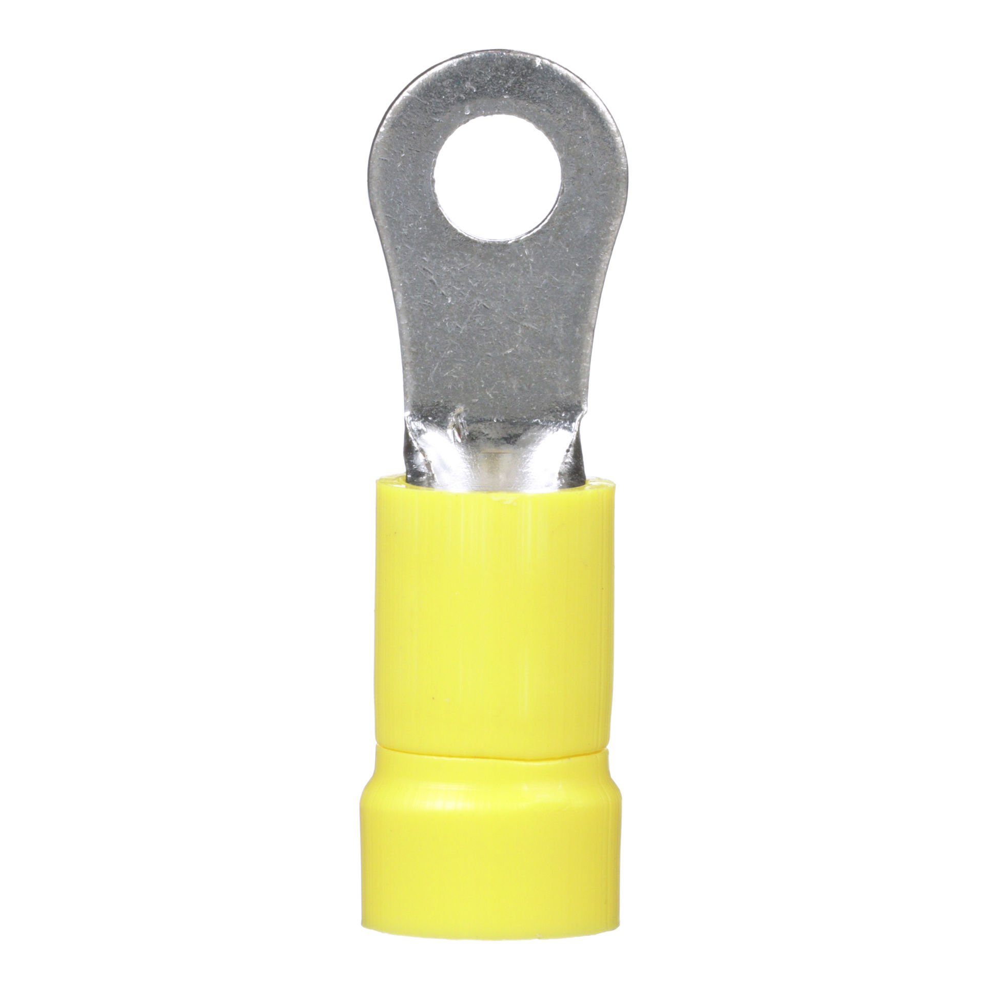 Halka terminal, 12-10 AWG, 6. saplama boyutu, yalıtılmış vinil, huni girişi, dökme paketi.