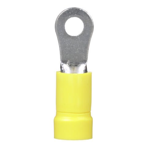 Halka terminal, 12-10 AWG, 6. saplama boyutu, yalıtılmış vinil, huni girişi, dökme paketi.