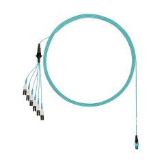 OM4 12 fiber, montaj yuvarlak kablo demeti kablo, düşük duman sıfır halojen (LSZH) alan, LC Uniboot için PanMPO erkek Std, 1 adet uzun çift kademeli. IL. Aqua, 29 metre mesafededir.