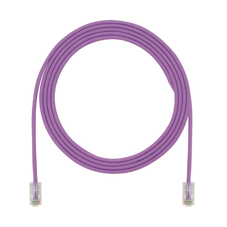 Kategori 5e performansı, her iki ucunda, Pan-Tak ™ Modüler Fiş ile 28 AWG UTP ara kablosu. Menekşe. 2.5 metre.
