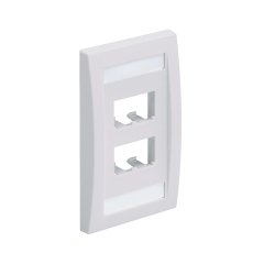 Mini Com İcra serisi tek çete aynası, dört Mini Com® modülünü kabul etiket ve etiket kapağı içerir. Beyaz kapalı.