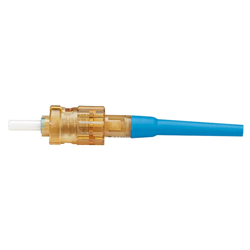 ST2 OM1 900um tekli konum simpleks fiber optik konnektörü. Mavi Boot. OCTT2 OptiCam lif sonu aracı ile kullanım için.