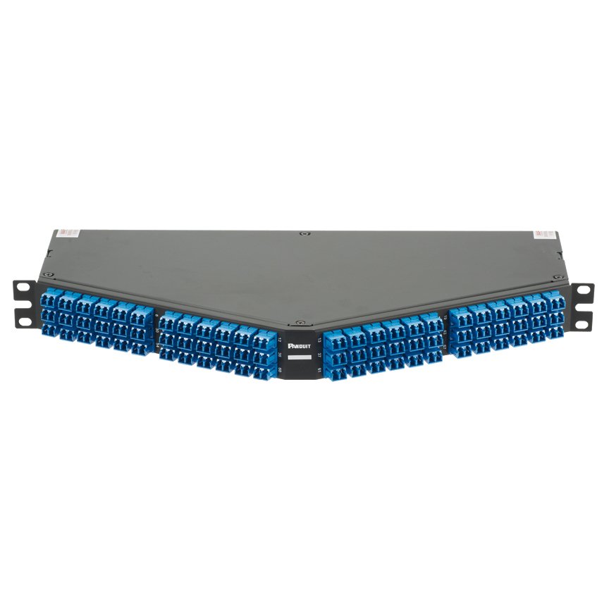 QuickNet HDQ Serisi yüksek yoğunlukta fiber optik kaseti, 144 elyaf S-tipi etiket, tekli konum, LC 12 fiber MPO-sonlu ön, ters çevrilmiş polariteli.