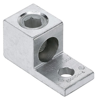 Bir delikli alüminyum, tek kovan pabucu, dar dil, 14 # - 6 AWG, 1/4'' (6.4mm) saplama deliği.