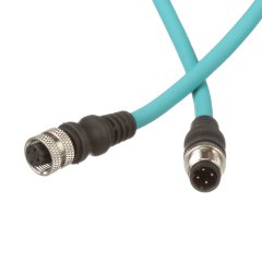IndustrialNet Cordset - M12 Erkek-Dişi D-kod, Düz, STP, TPE Teal, 2M