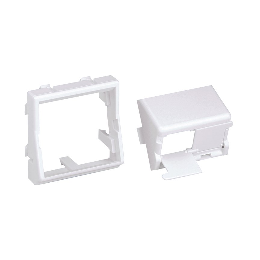 bir 1/2-boyutu ile Mini Com 45mm x 45mm adaptör kepenkli insert eğimli, iki Mini-Com modülleri kabul eder. Arktik Beyaz